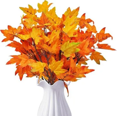 Image de Décoration d'automne - Bouquet de fleurs artificielles - Feuilles d'érable - Bouquet d'automne Décoration de table - Intérieur et extérieur