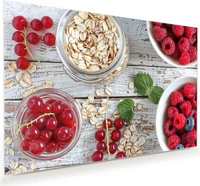 Produktbild von Glasbild 75x50cm in XXL für Wohnzimmer, Schlafzimmer Motiv Himmlische Beeren