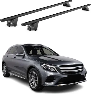 Image de Barres de toit transversales pour Mercedes GLC X253 2015-2021 Alu Noir 2x ABE