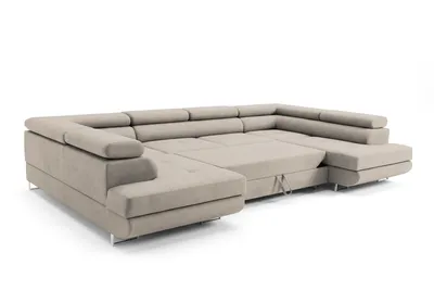 Produktbild von Ecksofa mit Schlaffunktion und Bettkasten PASTI U-Form, Couch, Eckcouch für Ihr Wohnzimmer, Creme-Beige