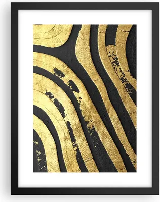 Produktbild von Gerahmtes Poster - Schwarzer Rahmen - Abstraktion dreidimensional Gold - 30x40 cm - Wand Bild - Wanddeko - Wandbilder - Kunstposter - Wandposter - Bilderrahmen - Bilder - Kunstdruck - P2BPA30x40-4461