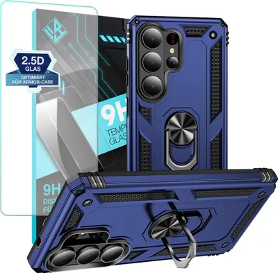 Produktbild von Armor Outdoor Handyhülle für Samsung Galaxy S26 Ultra Handy Panzer Case Schutzhülle mit 9H Displayglas Displayschutz Farbe: Blau