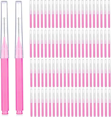 Produktbild von Interdentalbürsten - Zahnseidenhalter und Zahnstocher - 100 Stück - Kunststoff - Nicht elektrisch - Rosa