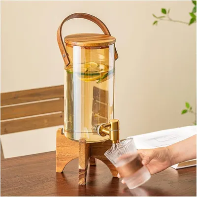 Productafbeelding van Glazen Drankdispenser met Houten Standaard