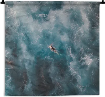 Produktbild von MuchoWow® Wandteppich Wandbehang Surfbrett - Wasser - Meer 150x150 cm Tapisserie Dekoration Wandtuch - Wohnaccessoires - Modernes