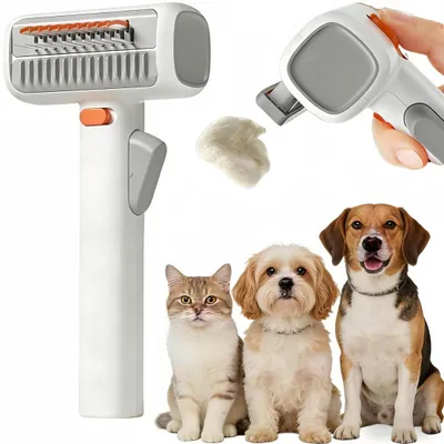 Produktbild von 2-in-1 Selbstentwirrender Pflegekamm für Hunde&Katzen – Edelstahlzähne, abgerundete Spitzen – entfernt Knoten & loses Fell für Verschiedene Haarlängen