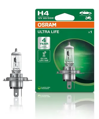 Image de Ampoule de phare H4 60/55W 12V, culot P43t, gamme Ultra Life