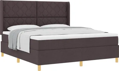 Zdjęcie produktu dla Łóżko sprężynowe z materacem ciemnobrązowe 180 x 200 cm tkanina