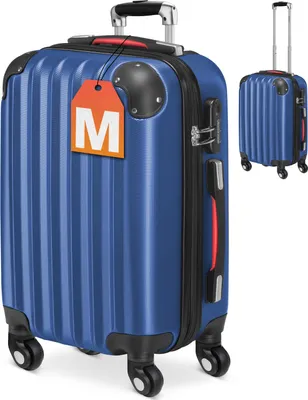 Image de Valise rigide M bleu 4 roues 360° Bagage poignée télescopique plastique ABS cadenas à combinaison malle voyage