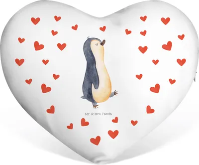 Produktbild von Mr. & Mrs. Panda Sofakissen Pinguin marschieren - Weiß - Geschenk, Partnerkissen, Pinguine, Dekokissen, Familie, Valentinstags Kissen, Liebeskissen, Stolz, Kuschelkissen