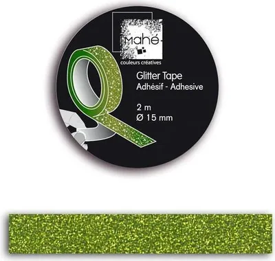 Produktbild von Glitzerndes Washi Tape Grün für Fotoalben, Reisetagebücher und Party-Dekoration, 2m x 1,5 cm