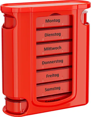 Produktbild von WELLGRO Tablettenbox 7 Tage 4 Fächer – Pillenbox & Medikamentenbox mit Tagesaufteilung, große Pillendose als Tabletten Organizer für Zuhause & Reise