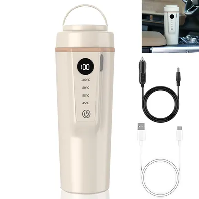Produktbild von Auto Wasserkocher 500ML, 96W 12V Reisewasserkocher Klein USB Wasserkocher Auto 4 Temperaturen Für Autoreise, For Tee, Kaffee