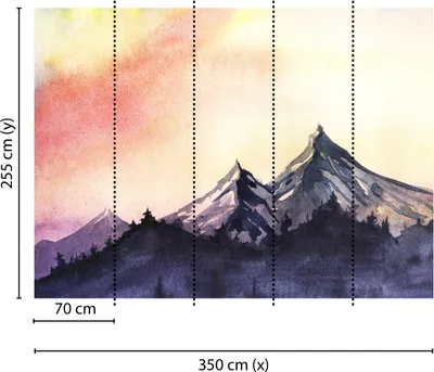 Produktbild von Tadessi Fototapete | Berge | 3.50 m x 2.55 m | Grau | Gelb | Wandbild | Digitaldruck