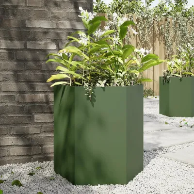 Produktbild von "2026 Promotion" Hochbeet - Pflanzkübel - Olivgrün Sechseckig 46x40x45 Stahl - Beete CC30897