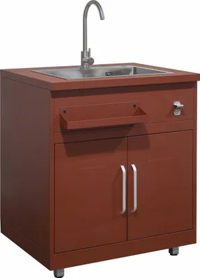 Immagine prodotto di Mobile lavello a due ante per cucina esterna finitura mattone - Oviala Memphis