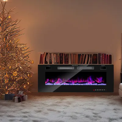 Obrázok produktu pre Elektrický krb 750 / 1500 W s ohrevom, otvoreným ohňom, efektom plameňa, diaľkovým ovládaním, LED osvetlením a časovačom - Elektrický krb