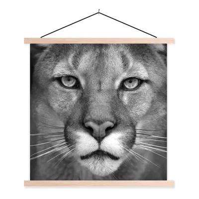 Produktbild von MuchoWow® Textilposter Panther - Wildlife - Schwarz - Weiß 40x40 cm mit holzfarbenen Rahmen - Posterleiste