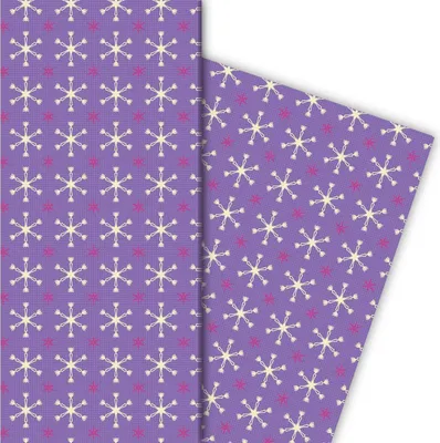 Produktbild von Weihnachts Geschenkpapier mit Sternen Muster in lila - G6328, 32 x 48cm