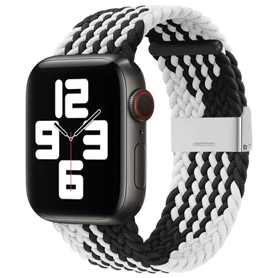 Produktbild von Geflochtenes Stoffarmband für Apple Watch 38/40/41 mm - Schwarz und Weiß
