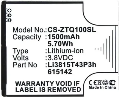 Produktbild von Akku für Zte Li3815T43P3h615142 Li-Ion 3,8 Volt 1500 mAh schwarz.