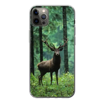Produktbild von MuchoWow® Handyhülle Schutzhülle Hülle für iPhone 12 Pro Max Hirsche - Wald - Bäume - Tiere - Natur Silikon Softcase Handy Hülle - Hartschale