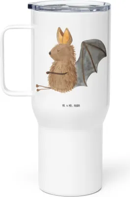 Produktbild von Mr. & Mrs. Panda thermosbecher Fledermaus Sitzen - Weiß - Geschenk, Fledermäuse, Isolierbecher, Kaffee-to-go-Becher, Motivation, Edelstahlbecher, Entspannen, Thermobecher