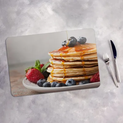 Produktbild von Tischset 6x45x30 cm Platzset Tischmatte Platzmatte Untersetzer - Pfannkuchen mit Beeren