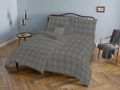 Produktbild von Fleuresse Jacquard Bettwäsche uni 155x220 Rauten steingrau 454619-9039