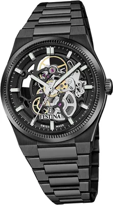 Produktbild von Festina Herrenuhr Swiss Made Armbanduhr Edelstahl schwarz D2UF20070/1