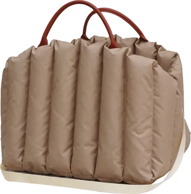 A studio shot of a pet carrier bag.
