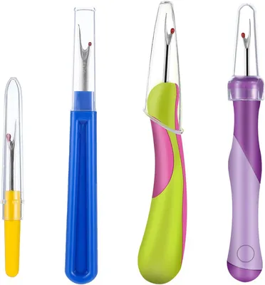 Produktbild von 4 Stück Nahtauftrenner, Nahttrenner Saumtrenner Seam Ripper Set Mit Schutzkappe Professional Fadentrenner Für Entfernen Unerwünschter Säume Nähte(4 Farben Farbe zufällig)