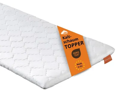 Produktbild von Matratzenauflage Kaltschaum Topper - 160 x 200 cm - 6 cm - Waschbarer Bezug - Mit Gummiband