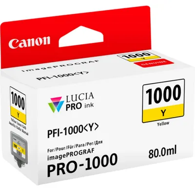 Produktbild von Canon PFI-1000Y Tinte Gelb, Gelb, Tinte auf Pigmentbasis, 80 ml, 3365 Seiten