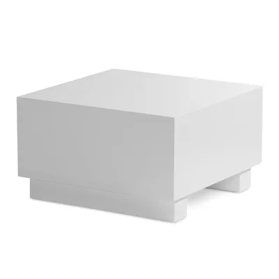 Produktbild von Couchtisch MONOBLOC 60x60x35 cm Weiß Hochglanz, Wohnzimmertisch Cube Quadratisch, Design Sofatisch, Lounge Kaffeetisch Würfel-Form