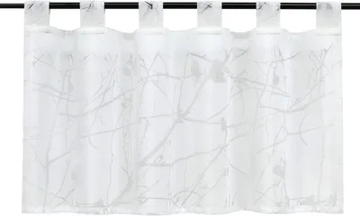 Produktbild von Transparente Ausbrenner Gardinen, Kurze Küchengardinen mit Schlaufen, Zweigmotiv, Weiß, 60 x 90 cm für Küche