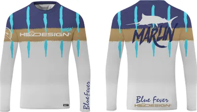 Immagine prodotto di HOTSPOT DESIGN T-shirt Ocean Performance LS - Marlin, XL, bianco-blu, camicia funzionale, 010003204