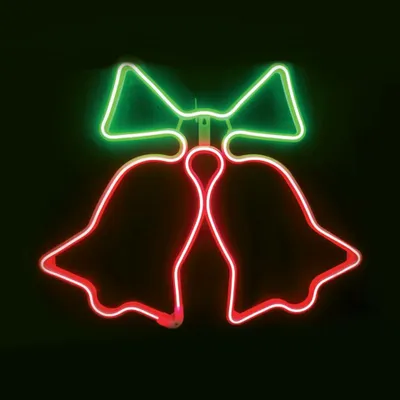 Immagine prodotto di ACA Decorazione natalizia luminosa da esterno con campanelle, 300 LED, doppio tubo al neon da 3 m, rosso + verde, IP44, 62 x 50 cm, cavo di alimentazione da 1,5 m X0830034112