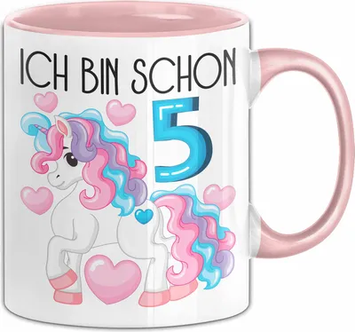 Produktbild von 5. Geburtstag Geschenk Tasse Becher Mädchen Tochter Geburtstagsgeschenk Einhorn Ich Bin Schon 5 (Rosa)