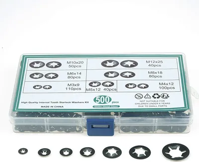 Produktbild von INF E-Clip Sicherungsring Set - 500 Stück, 3-12mm, 65Mn Stahl