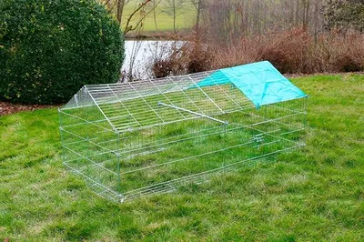 Produktbild von Freilaufgehege, 180 x 90 x 75 cm, verzinkt, Spitzdach, mit Sonnenschutz, langlebig