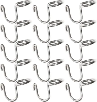Imagen del producto de 15 ganchos apilables de acero inoxidable con esquinas redondeadas, ideales para ahorrar espacio y versátiles para armarios y percheros