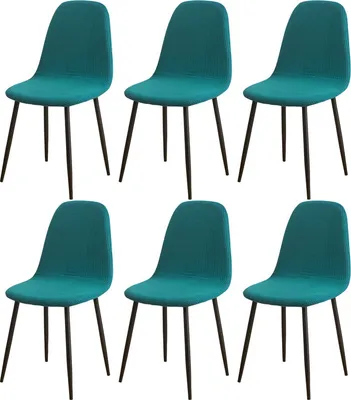 Produktbild von Esszimmerstühle Bezug 6er Set, Jacquard Stoff gepolstert Esszimmer Stuhlhussen Shell Oval (Grün)