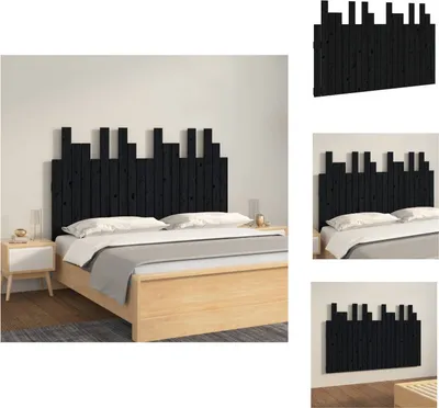 Produktbild von vidaXL Wand-Kopfteil Schwarz 127,5x3x80 cm Massivholz Kiefer -  Kopf- & Fußenden