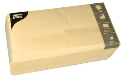 Produktbild von Servietten, 1-lagig 1/4-Falz 33 cm x 33 cm creme