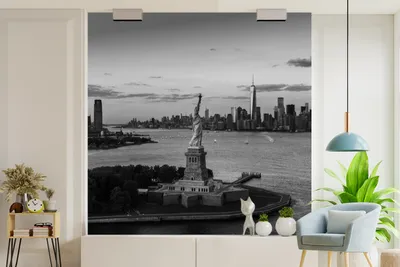 Produktbild von Fotobehang Schwarz-Weiß New York Skyline - 260 cm x 260 cm - Schwarz-Weiß - Schwarz-Weiß