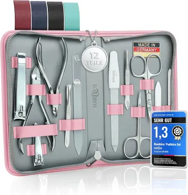 Produktbild von marQus Maniküre-Set 12-teilig – Echtleder-Etui, Solingen – Pink