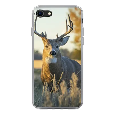 Produktbild von MuchoWow® Handyhülle Schutzhülle Hülle für iPhone SE 2020 Hirsche - Gras - Herbst - Geweih - Natur - Tiere Silikon Softcase Handy Hülle - Kartenbesitzer