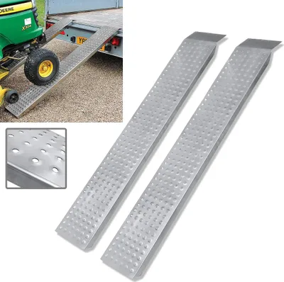 Obrázek produktu pro XINZI 2x nájezdová rampa max. 400 kg (200 kg každá) nakládací rampa z pozinkované oceli s protiskluzovým povrchem nakládací rampa pro nakládání automobilů, 135 cm stříbrná