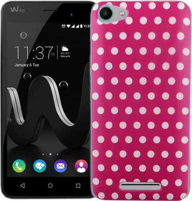 Produktbild von Handy Hülle für Wiko Jerry Cover Case Schutz Tasche Motiv Slim Silikon TPU Polka Dot Pink